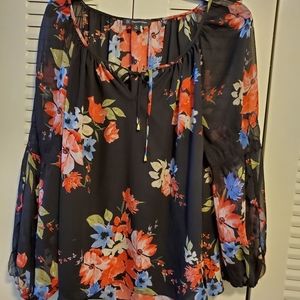 INC floral multi-chiffon blouse